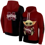 customized mississippi state bulldogs baby yoda maroon black hoodie best selling