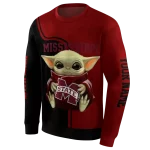 customized mississippi state bulldogs baby yoda maroon black hoodie best selling