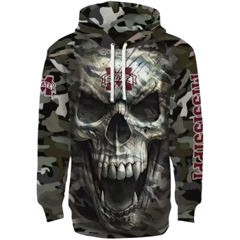 customized mississippi state bulldogs camo skull hoodie best selling