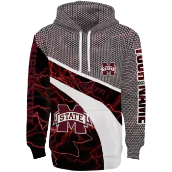 customized mississippi state bulldogs hexagonal mesh maroon black gray hoodie best selling