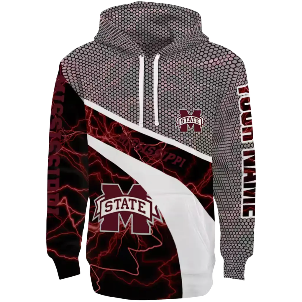 customized mississippi state bulldogs hexagonal mesh maroon black gray hoodie best selling customized mississippi state bulldogs hexagonal mesh maroon black gray hoodie best selling