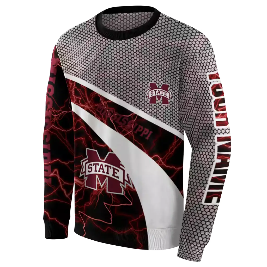 customized mississippi state bulldogs hexagonal mesh maroon black gray hoodie new arrival customized mississippi state bulldogs hexagonal mesh maroon black gray hoodie new arrival