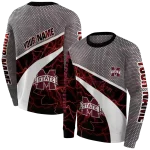 customized mississippi state bulldogs hexagonal mesh maroon black gray hoodie best selling