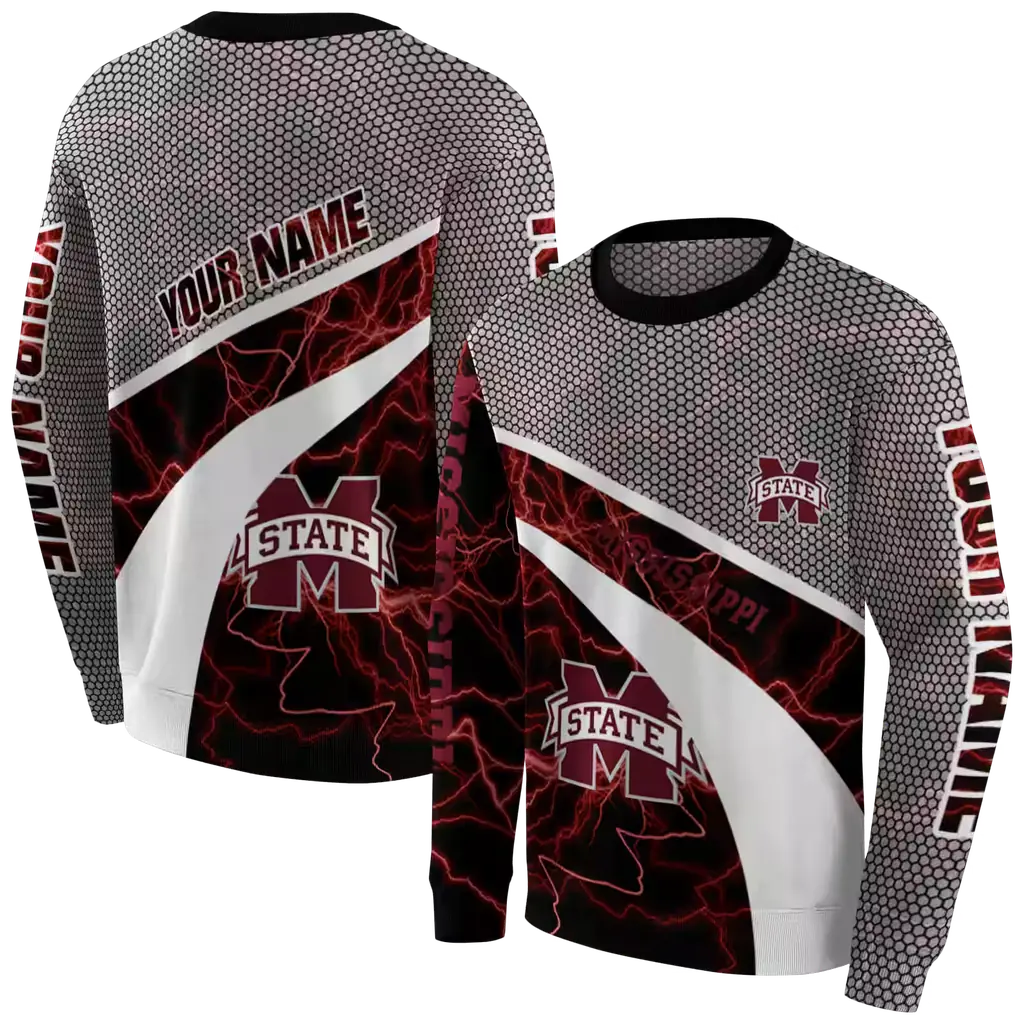 customized mississippi state bulldogs hexagonal mesh maroon black gray hoodie premium grade customized mississippi state bulldogs hexagonal mesh maroon black gray hoodie premium grade