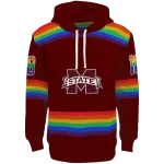 customized mississippi state bulldogs rainbow stripes maroon hoodie best selling