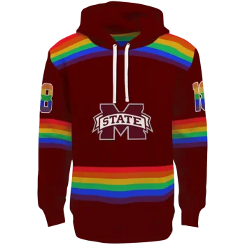 customized mississippi state bulldogs rainbow stripes maroon hoodie best selling