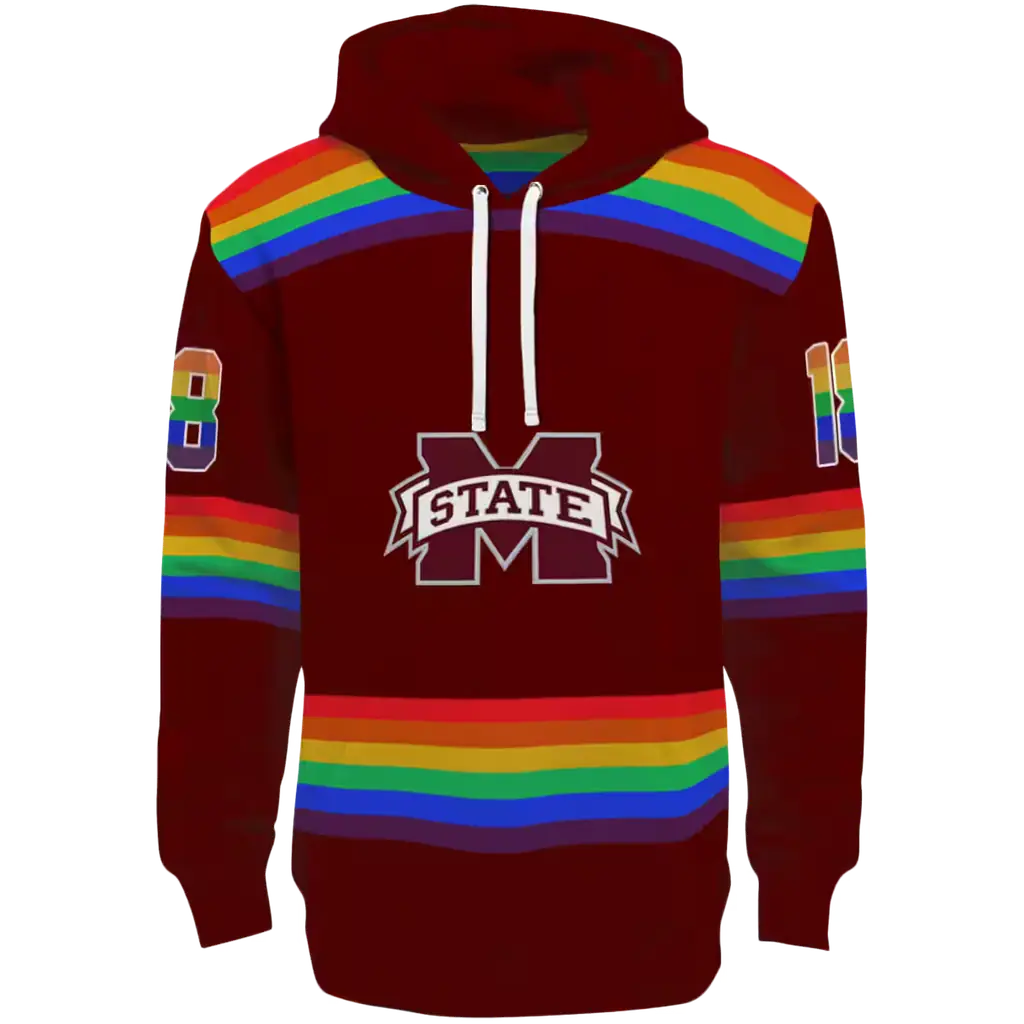 customized mississippi state bulldogs rainbow stripes maroon hoodie best selling customized mississippi state bulldogs rainbow stripes maroon hoodie best selling