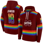 customized mississippi state bulldogs rainbow stripes maroon hoodie best selling