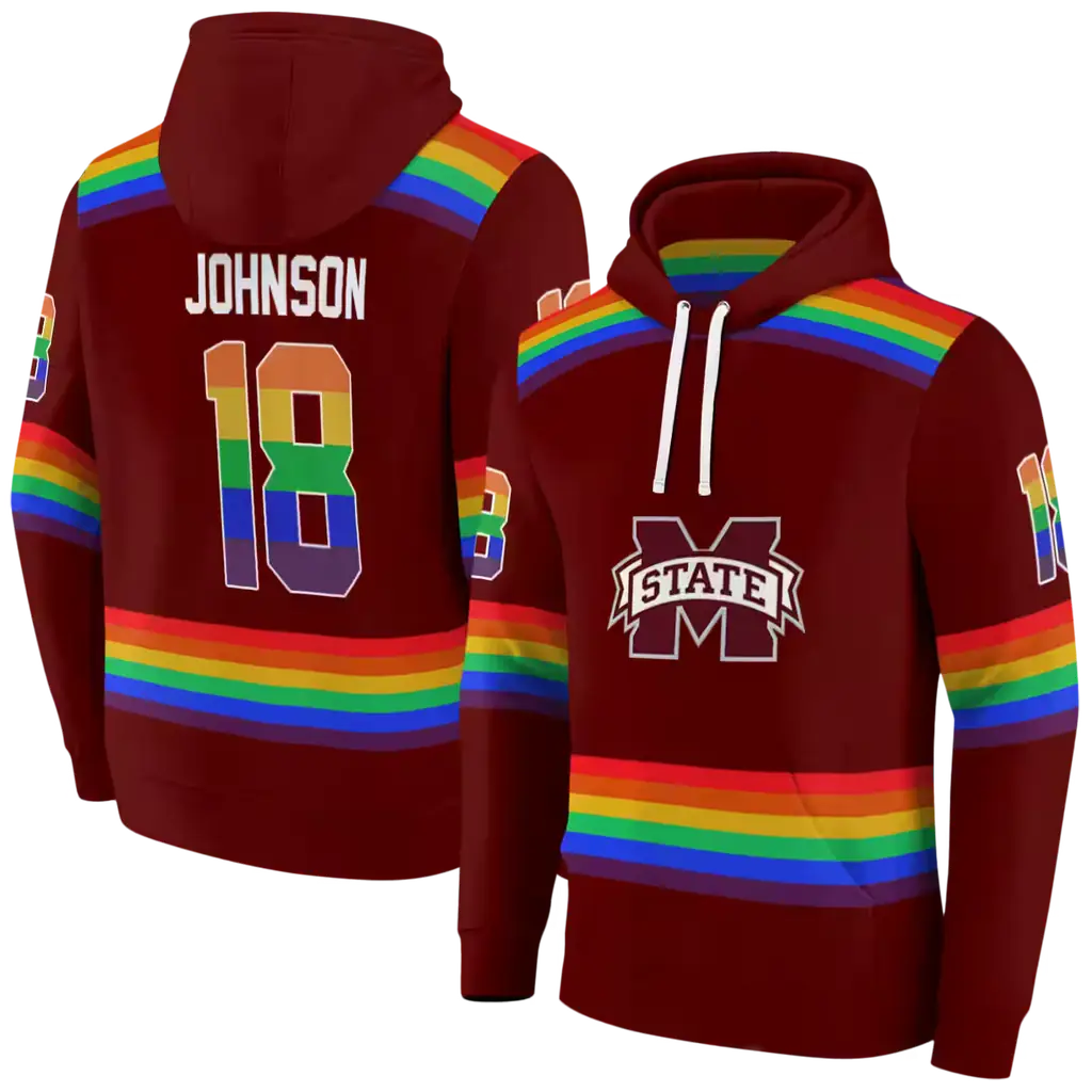 customized mississippi state bulldogs rainbow stripes maroon hoodie fashion forward customized mississippi state bulldogs rainbow stripes maroon hoodie fashion forward