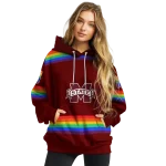customized mississippi state bulldogs rainbow stripes maroon hoodie best selling