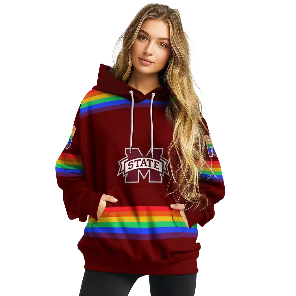 customized mississippi state bulldogs rainbow stripes maroon hoodie high quality customized mississippi state bulldogs rainbow stripes maroon hoodie high quality