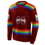 customized mississippi state bulldogs rainbow stripes maroon hoodie best selling
