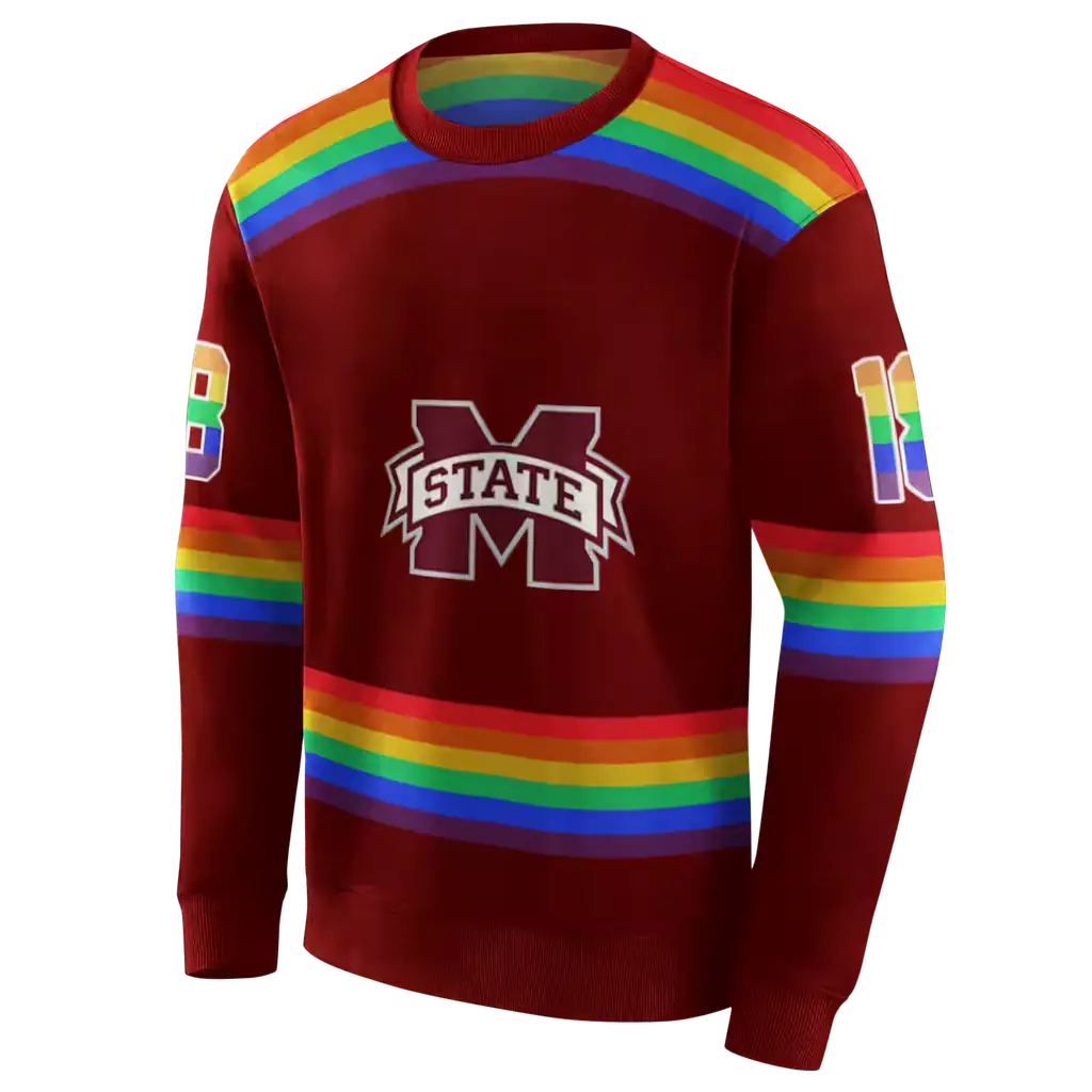 customized mississippi state bulldogs rainbow stripes maroon hoodie new arrival customized mississippi state bulldogs rainbow stripes maroon hoodie new arrival