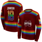customized mississippi state bulldogs rainbow stripes maroon hoodie best selling