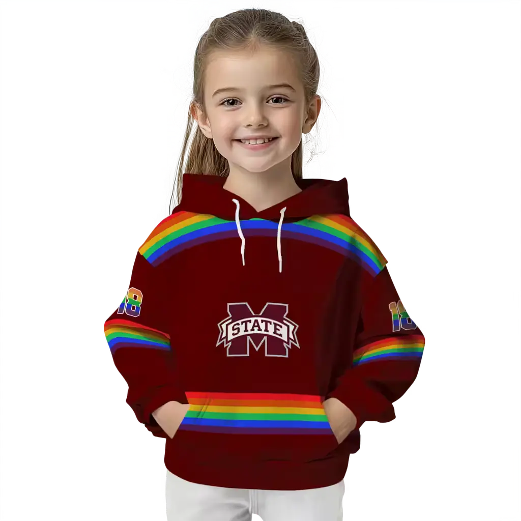 customized mississippi state bulldogs rainbow stripes maroon hoodie top rated customized mississippi state bulldogs rainbow stripes maroon hoodie top rated