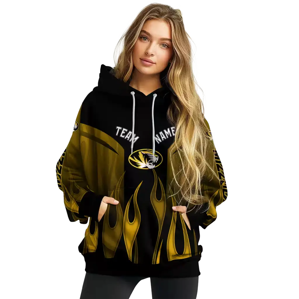customized missouri tigers flame design black hoodie high quality customized missouri tigers flame design black hoodie high quality