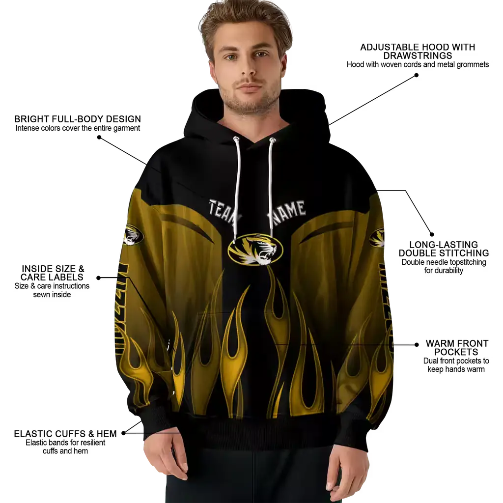 customized missouri tigers flame design black hoodie latest model customized missouri tigers flame design black hoodie latest model