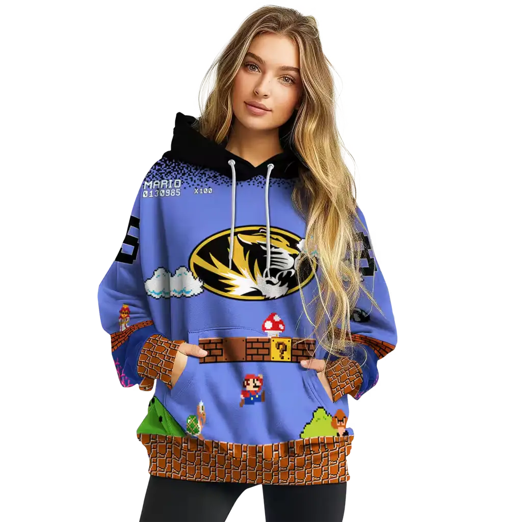 customized missouri tigers mario blue black hoodie high quality customized missouri tigers mario blue black hoodie high quality