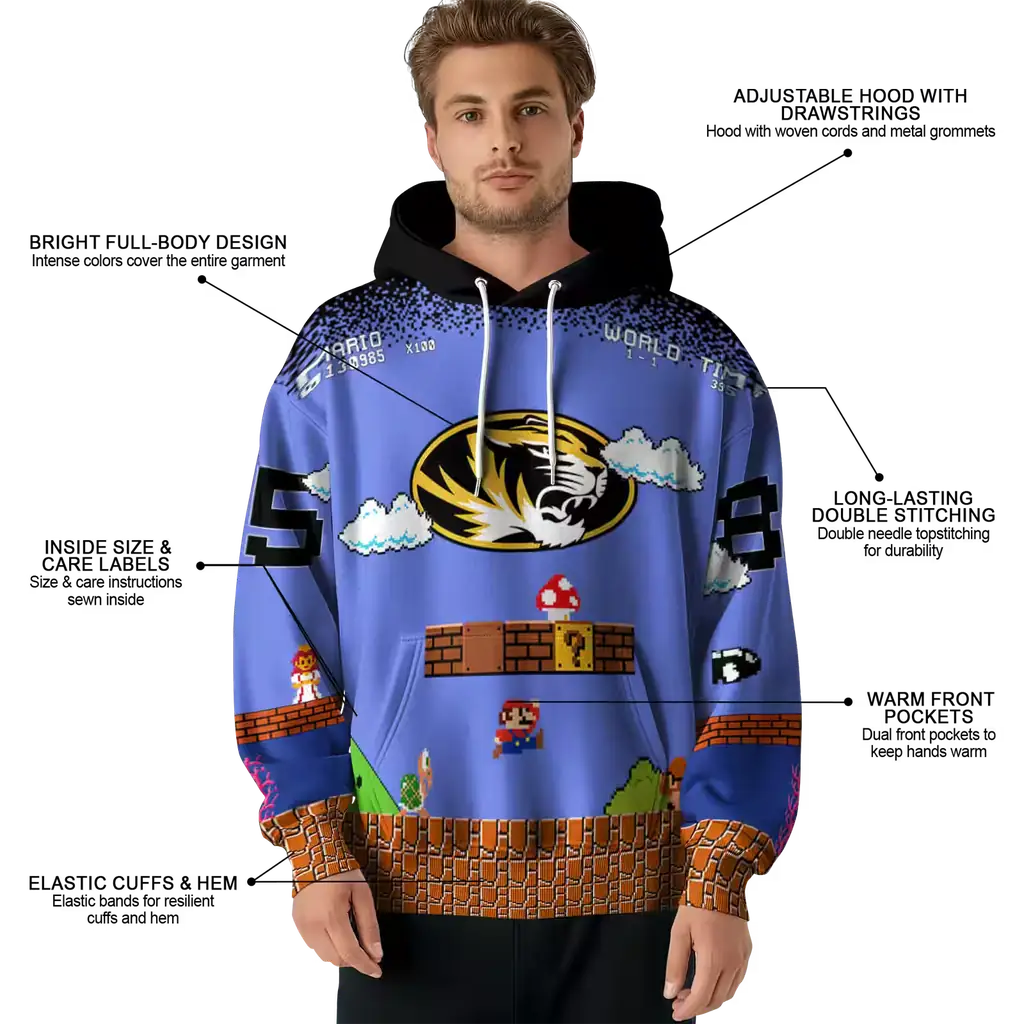 customized missouri tigers mario blue black hoodie latest model customized missouri tigers mario blue black hoodie latest model