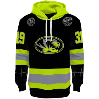 customized missouri tigers safety motif black neon green hoodie best selling