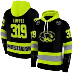 customized missouri tigers safety motif black neon green hoodie best selling