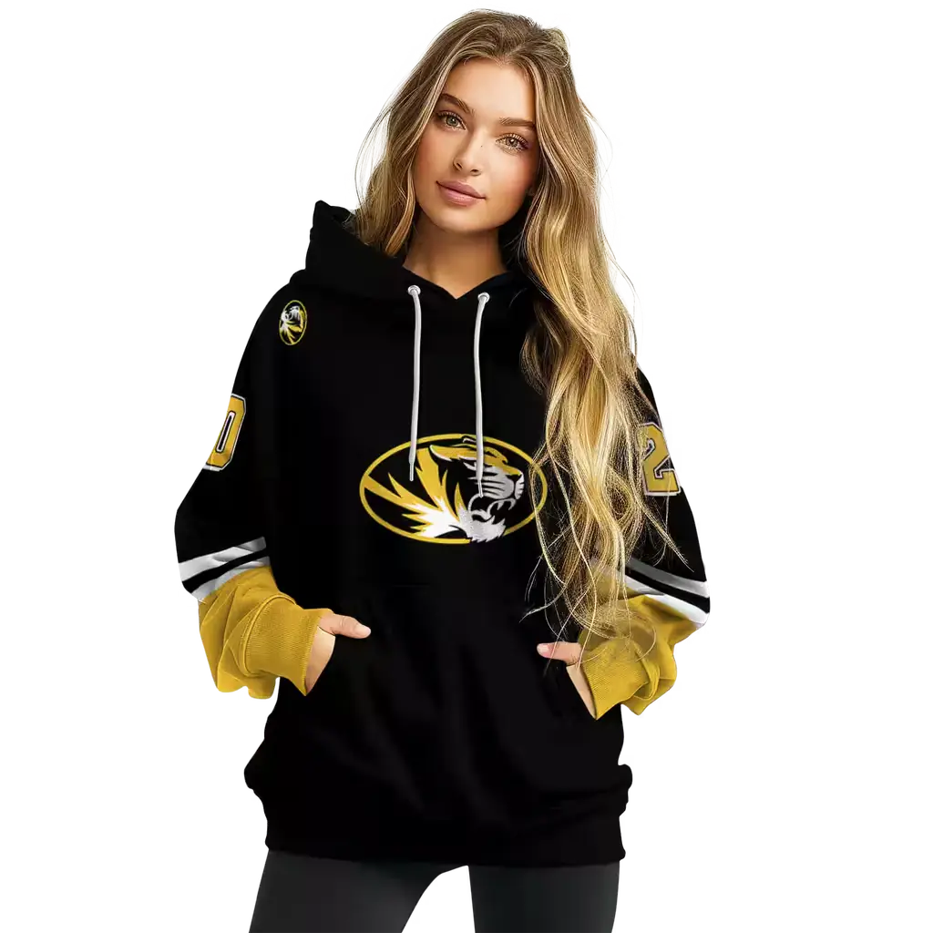 customized missouri tigers striped sleeves black hoodie high quality customized missouri tigers striped sleeves black hoodie high quality