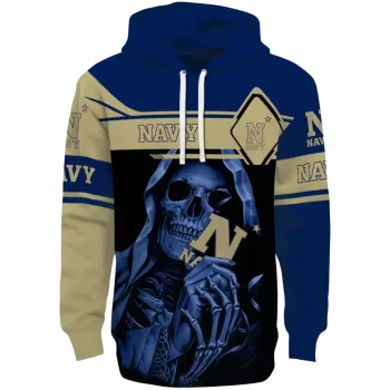 customized navy midshipmen grim reaper blue black hoodie best selling