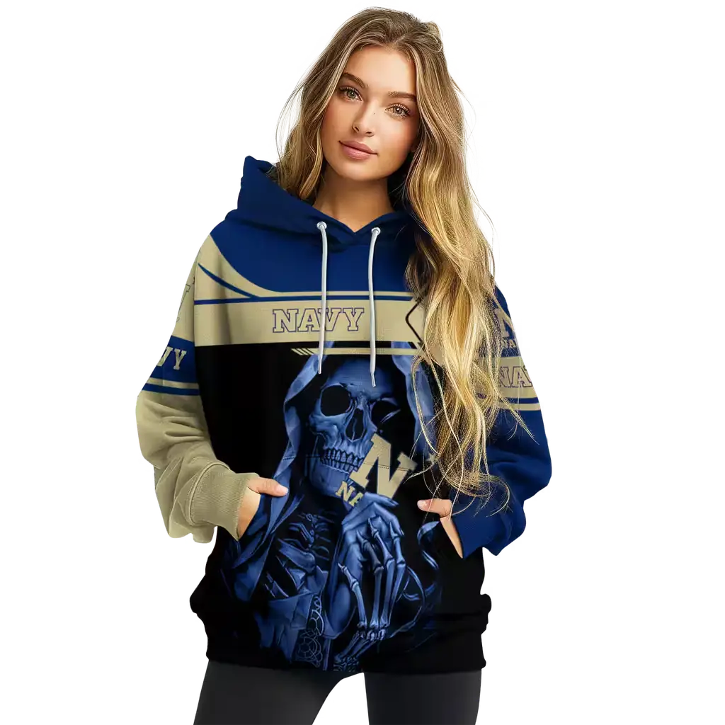 customized navy midshipmen grim reaper blue black hoodie high quality customized navy midshipmen grim reaper blue black hoodie high quality