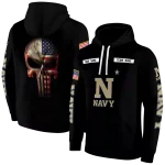 customized navy midshipmen punisher skull black hoodie best selling