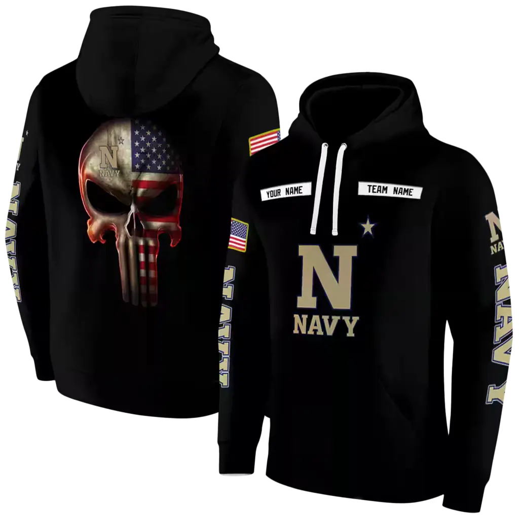 customized navy midshipmen punisher skull black hoodie fashion forward customized navy midshipmen punisher skull black hoodie fashion forward