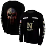 customized navy midshipmen punisher skull black hoodie best selling
