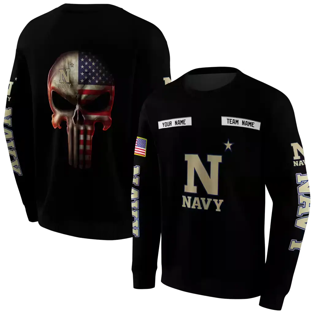 customized navy midshipmen punisher skull black hoodie premium grade customized navy midshipmen punisher skull black hoodie premium grade