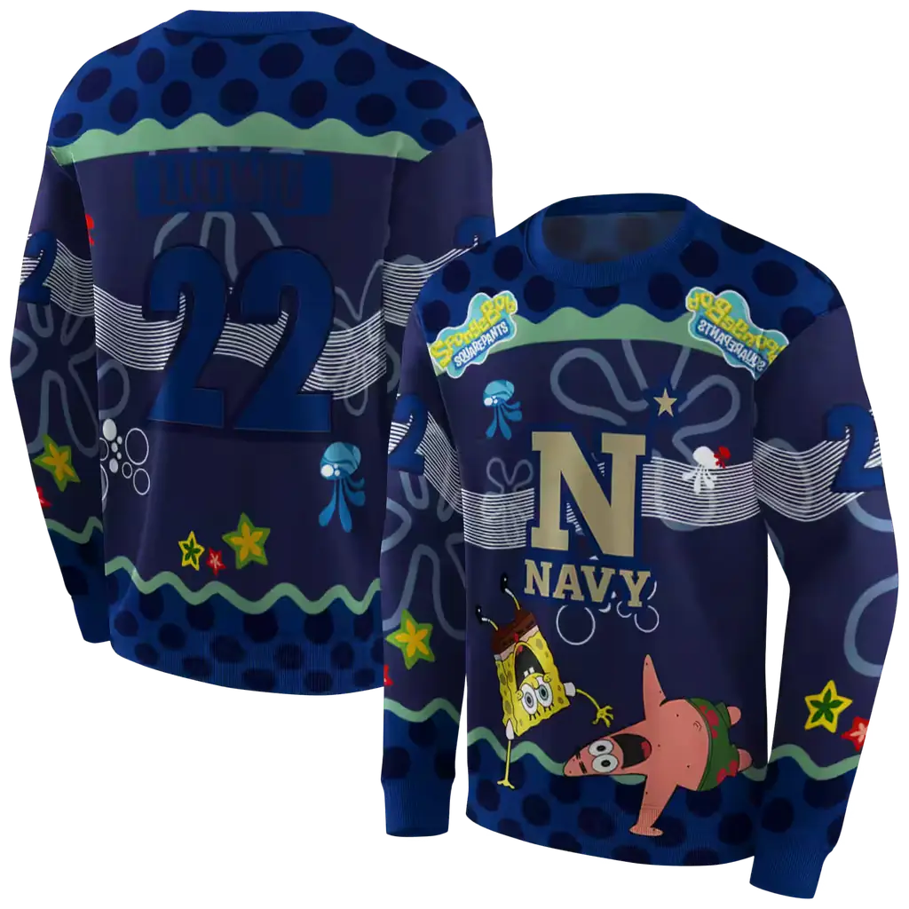 customized navy midshipmen spongebob patrick star blue navy hoodie premium grade customized navy midshipmen spongebob patrick star blue navy hoodie premium grade