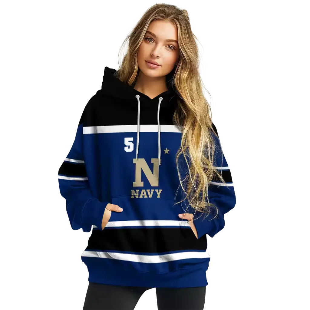customized navy midshipmen striped pattern blue hoodie high quality customized navy midshipmen striped pattern blue hoodie high quality