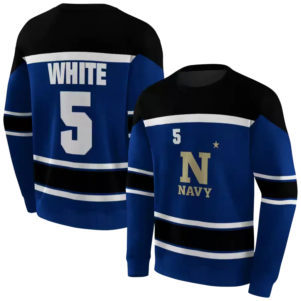 customized navy midshipmen striped pattern blue hoodie premium grade customized navy midshipmen striped pattern blue hoodie premium grade