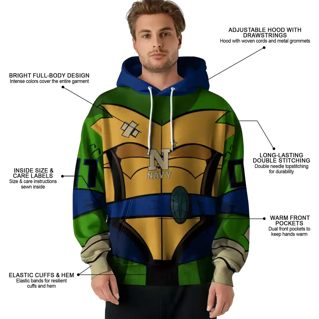 customized navy midshipmen superhero armor blue green hoodie latest model customized navy midshipmen superhero armor blue green hoodie latest model