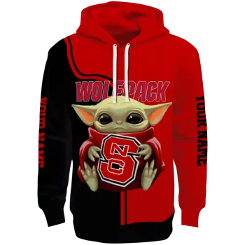 customized nc state wolfpack baby yoda red black hoodie best selling
