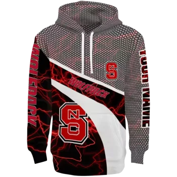 customized nc state wolfpack hexagonal mesh red black gray hoodie best selling