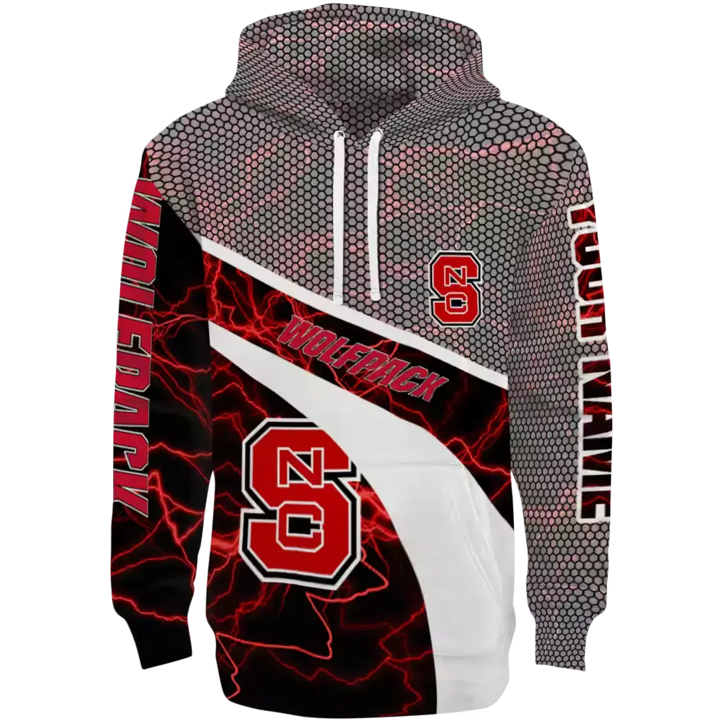 customized nc state wolfpack hexagonal mesh red black gray hoodie best selling customized nc state wolfpack hexagonal mesh red black gray hoodie best selling