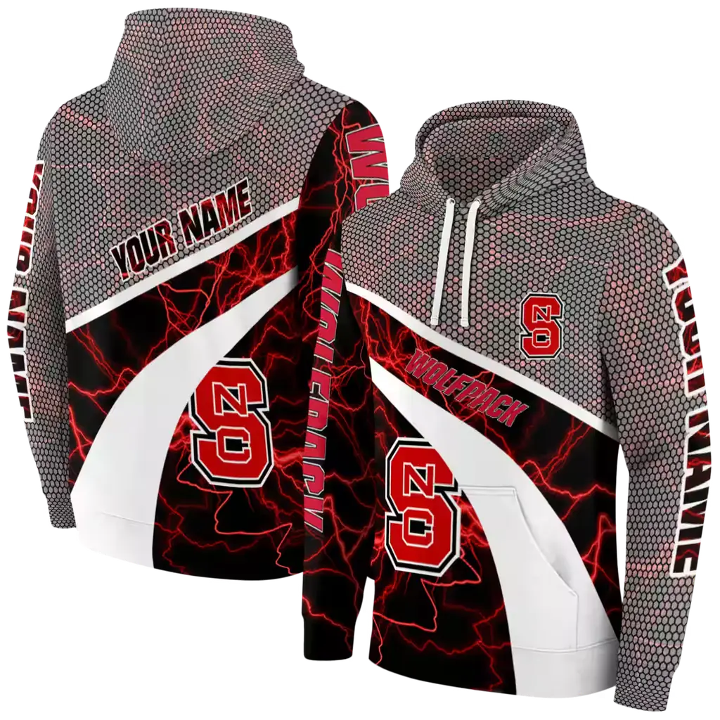 customized nc state wolfpack hexagonal mesh red black gray hoodie fashion forward customized nc state wolfpack hexagonal mesh red black gray hoodie fashion forward