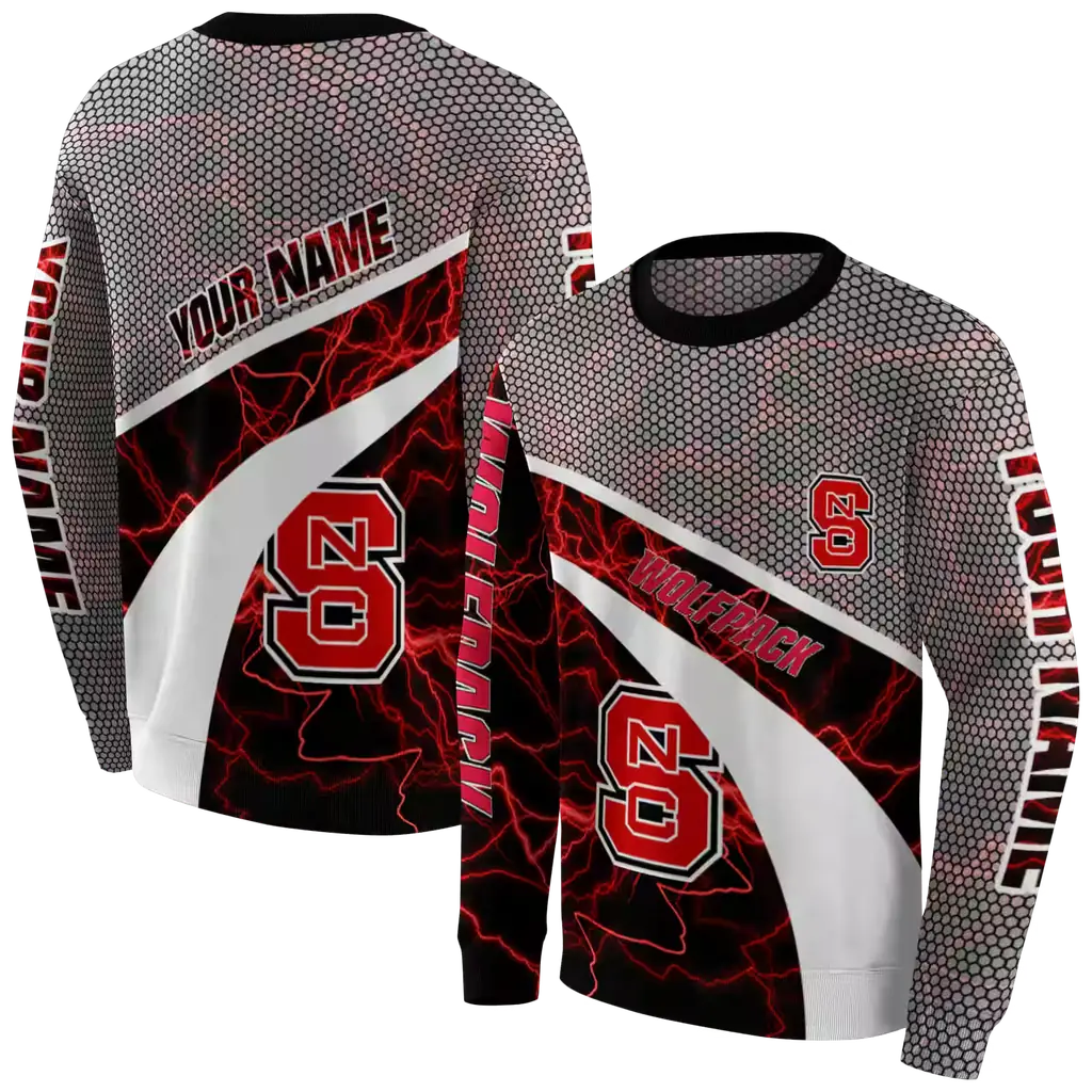 customized nc state wolfpack hexagonal mesh red black gray hoodie premium grade customized nc state wolfpack hexagonal mesh red black gray hoodie premium grade
