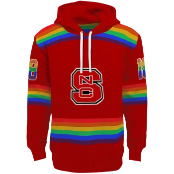 customized nc state wolfpack rainbow stripes red hoodie best selling
