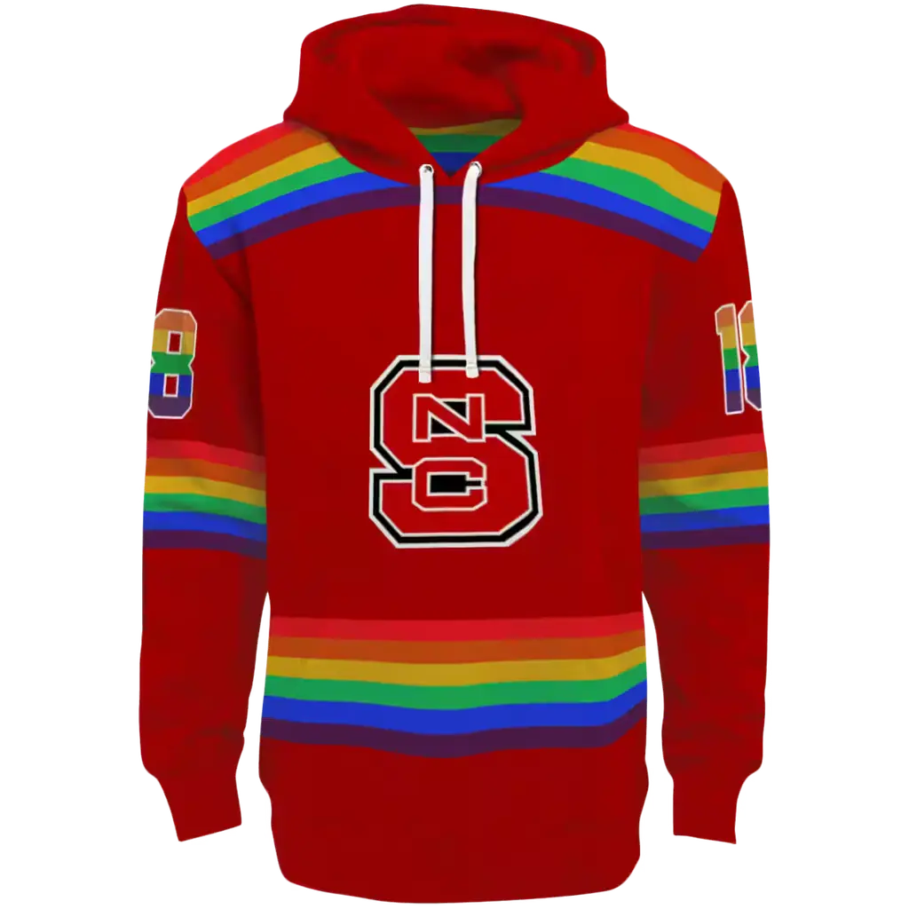 customized nc state wolfpack rainbow stripes red hoodie best selling customized nc state wolfpack rainbow stripes red hoodie best selling