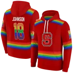 customized nc state wolfpack rainbow stripes red hoodie best selling