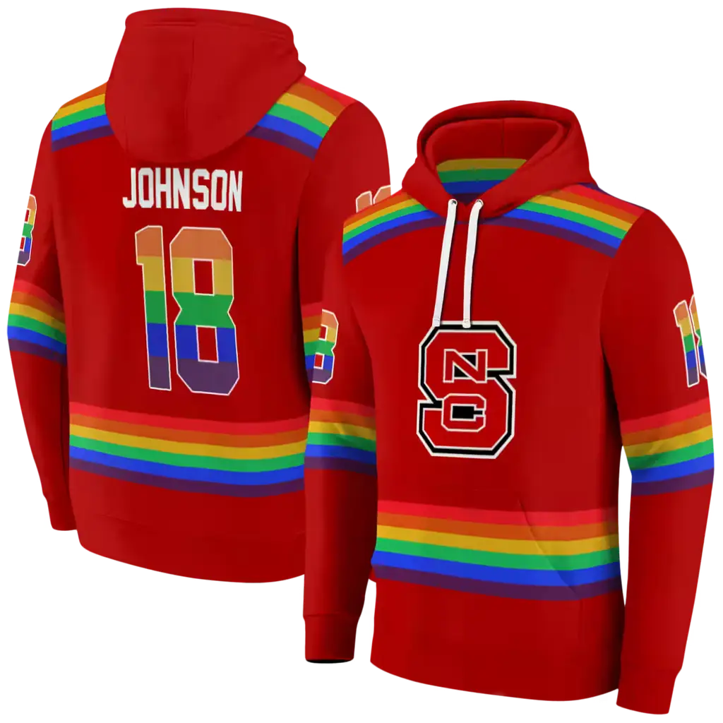 customized nc state wolfpack rainbow stripes red hoodie fashion forward customized nc state wolfpack rainbow stripes red hoodie fashion forward