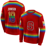 customized nc state wolfpack rainbow stripes red hoodie best selling