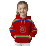 customized nc state wolfpack rainbow stripes red hoodie best selling