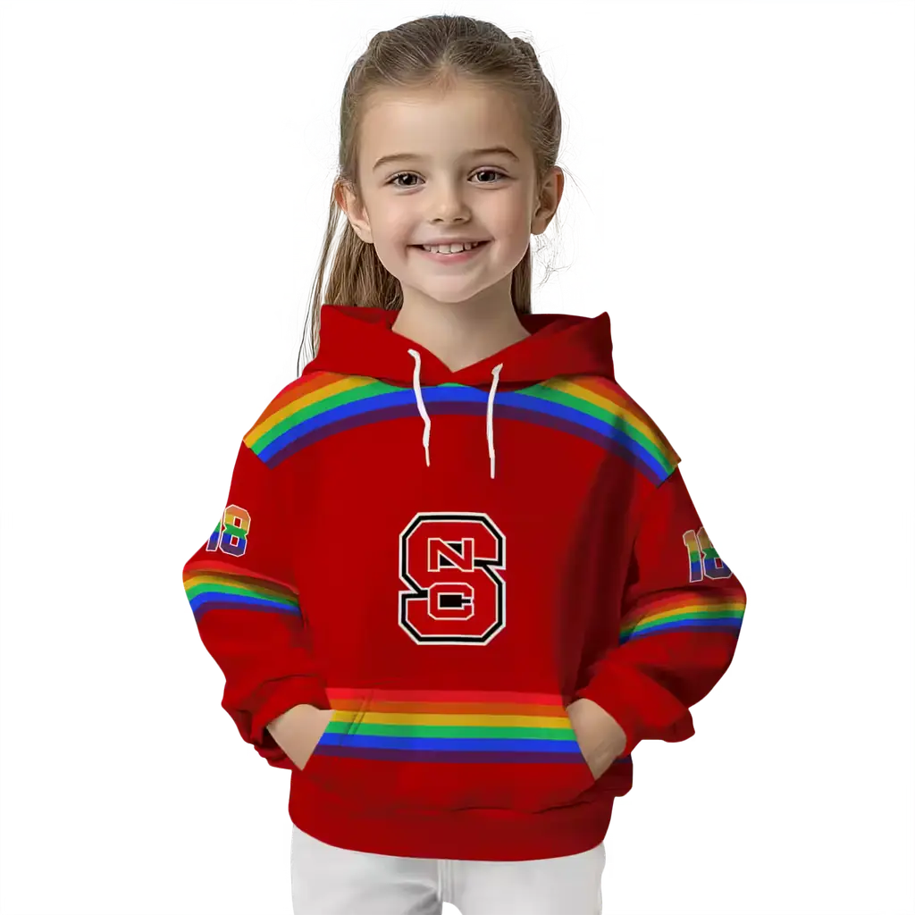 customized nc state wolfpack rainbow stripes red hoodie top rated customized nc state wolfpack rainbow stripes red hoodie top rated