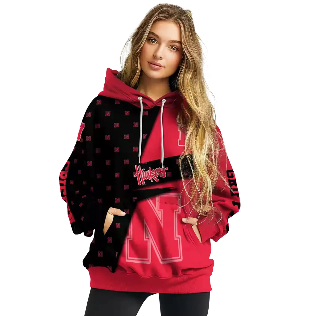 customized nebraska cornhuskers abstract shape red hoodie high quality customized nebraska cornhuskers abstract shape red hoodie high quality