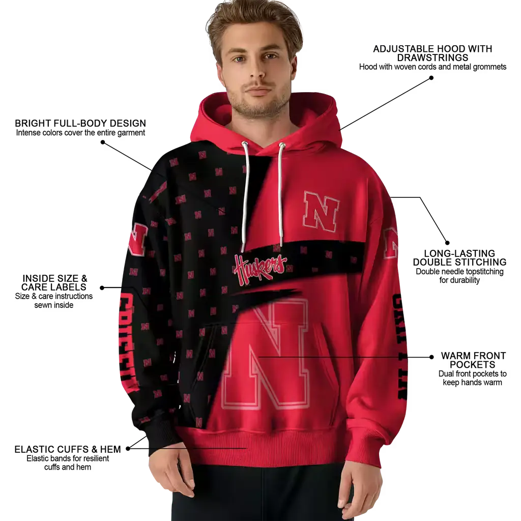 customized nebraska cornhuskers abstract shape red hoodie latest model customized nebraska cornhuskers abstract shape red hoodie latest model